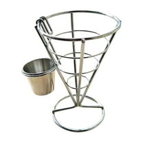 Viveous 2PCS French Fries Stands and Chips Basket Holders with Sauce Dippers Snack Appetizer Serving Rack Display Rack