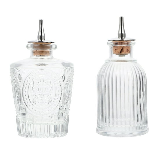 Viveous 2Pcs Japanese Style Bitter Bottles Retro Bitter Bottles Glass Wine Bottles Glass Storage Containers