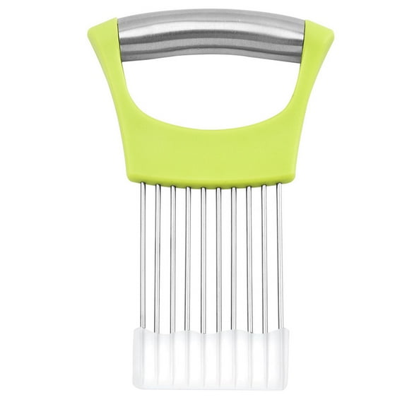 Viveous 2pcs Food Slicing Helper Stainless Steel Onion Holder Kitchen Gadget Onion Slicer Holder Onion Slicer Cutting Holder Lemon Onion Slicer