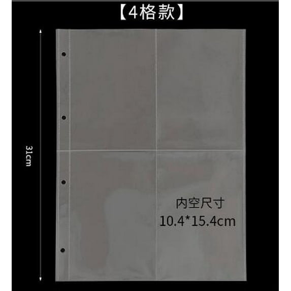 Viveous 30pcs 4 Pocket Card Pages Trading Card Protector Sheets Baseball Card Binder Sheets Trading Card Binder Pages 4 Holes Card Sleeves for Easy Access