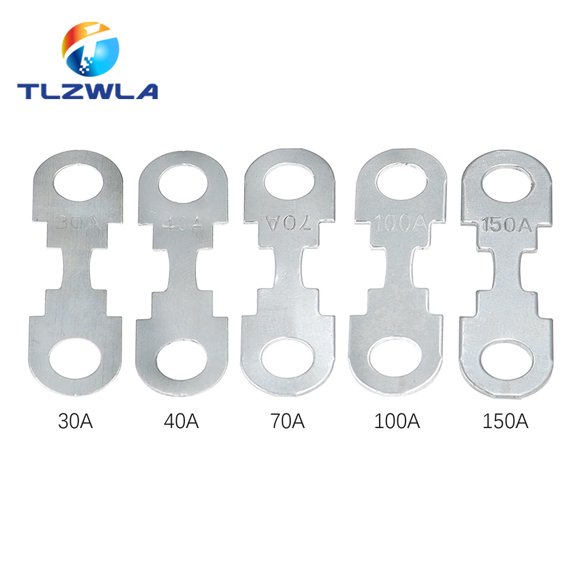 Viveous 30pcs Universal Automotive Flat Metal Fuse Strip Car and Vehicle Fuse Replacement Silver Tone Zinc Alloy Flat Plate for Various Models 30A 40A 50A