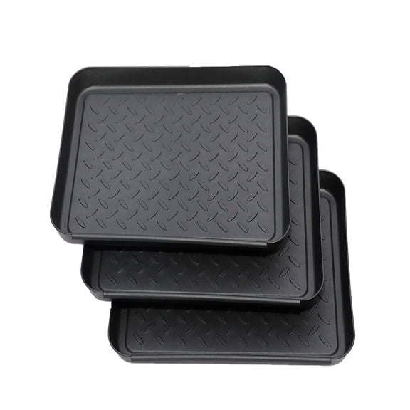Viveous 3PCS Plastic Multipurpose Tray Shoes Storage Plate for Cleaning Gardening Plants Pet (Black)