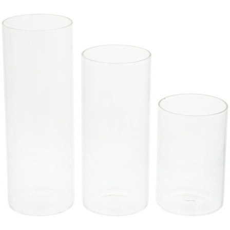 Viveous 3pcs Glass Transparent Candle Cup Cylinder Candle Holder Simple Style Candle Container