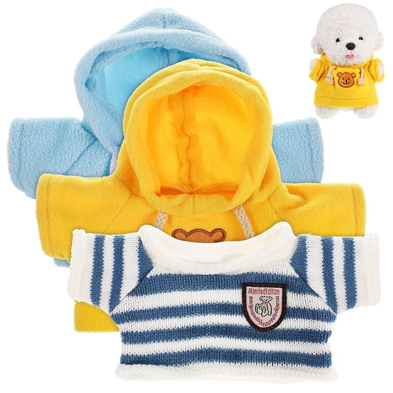 Viveous 3pcs Stuffed Animal Clothes Tiny Sweater Hoodie Plush Bear Clothes Dolls Clothing Toy Bear Outfit For Crafts