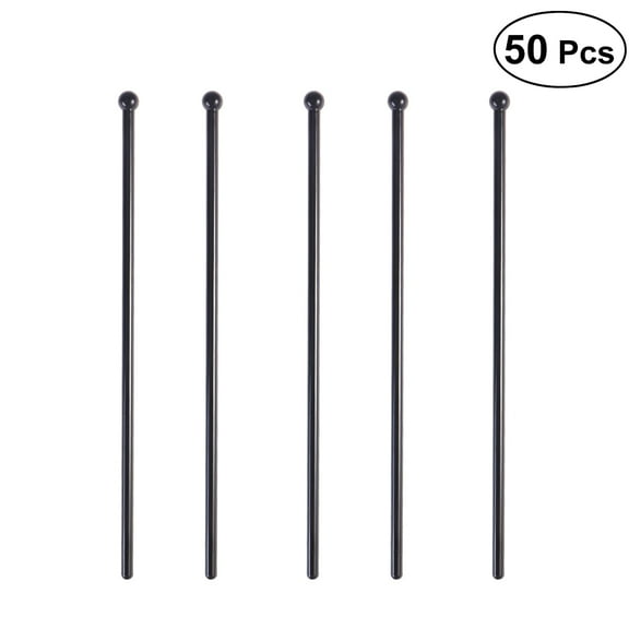 Viveous 50 Pcs Acrylic Cylindrical Swizzle Sticks Resuable Beverage Stirrers for Coffee Juice Wine(Black)