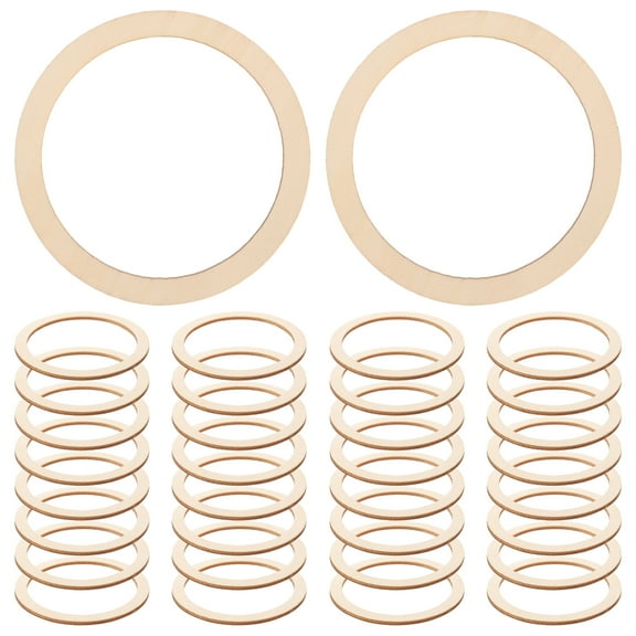 Viveous 50pcs Wood Rings Circle Wood Pieces Unfinished Wood Chips Wood Discs Beads for DIY Crafts Earring Pendant Connectors Jewelry Making 7. 5CM