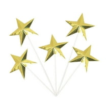 Viveous 60Pcs Cake, 3D Star Cake Pick Cupcake Topper Dessert for Birhday Wedding, Golden