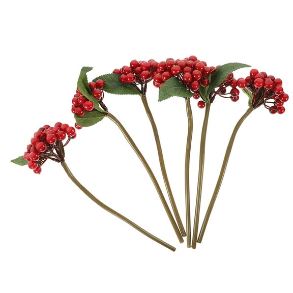 Viveous 6pcs Artificial Red Berries Stems Lifelike Faux Berry Sprays for Holiday Decor Wedding Bouquets and Party Decorations Seasonal Decor