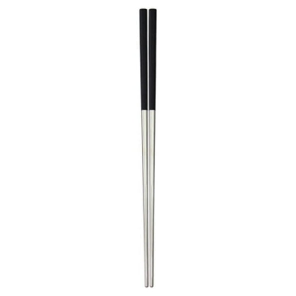 Viveous A Pair 23CM Chinese Metal Chopsticks Stainless Steel Anti Square Chopstick Dishwasher Safe Chopsticks Utensils for Home Kitchen Black Silver