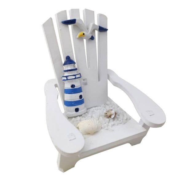 Viveous Beach Chair Ornament Creative Chair Model Wooden Crafts Tabletop Decoration Adornment for Living Room Bedroom (Lighthouse Pattern)