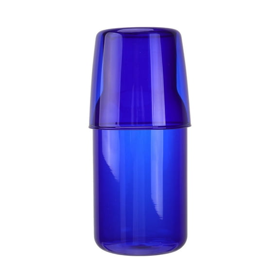 Viveous Blue Bedside Night Carafe Pitcher and Tumbler Glass Set 500ml Nightstand Water Carafe Glass Water Cup for Drinking