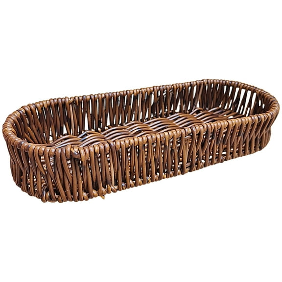 Viveous Breads Basket Restaurant Outdoor Imitation Rattan Brown Small Fruit Basket Stackable Plastic Wicker Basket for Serving Vegetables Kitchen