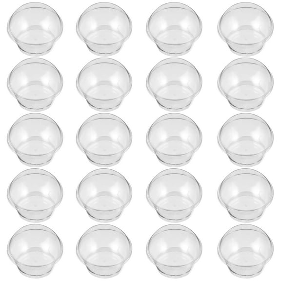 Masteelf 1 Set 20 Pcs Disposable Plastic Round Cake Pudding Cups with Lids (Transparent)