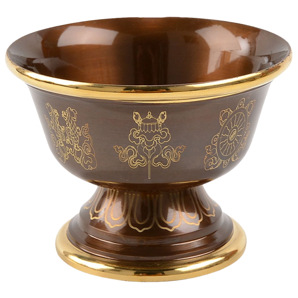 Copper Offering Cup Bowl - Buddhist Altar Meditation Ritual Cup, 6.8x6.8cm, Coffee Color - View #9