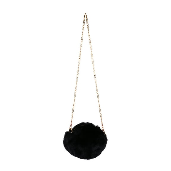 Viveous Crossbody Bag with Chain Purse Round Clutch Bag Fluffy Handbag for