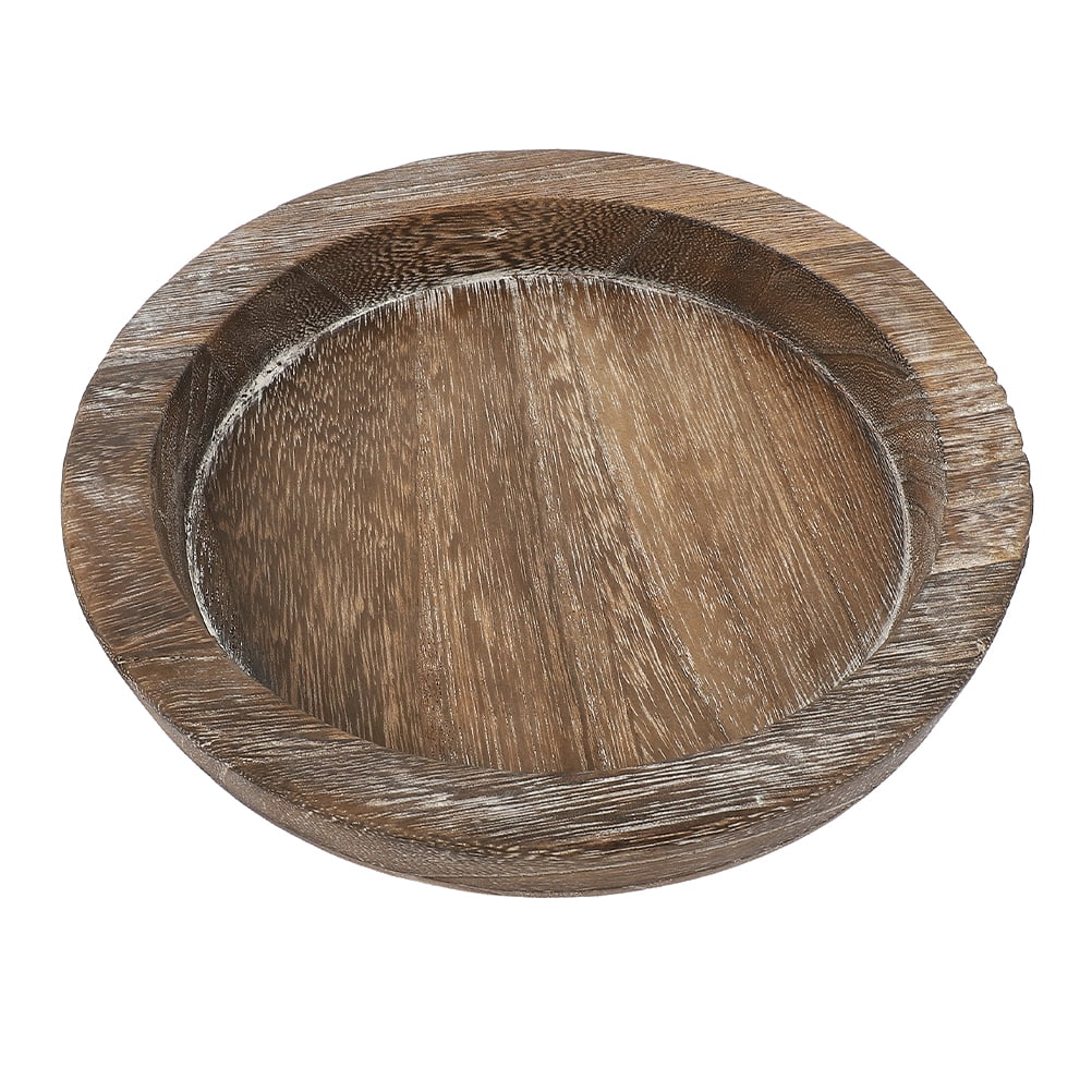 Viveous Elegant Wooden Round Holder Rustic Tray for Dining Room Decor ...