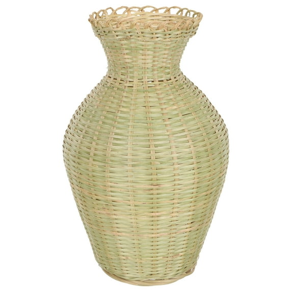 Viveous Rattan Flower Vase Rustic Style Flower Planter Pot Farmhouse Japanese Wicker Vase Dining Table Accessories for Home Office Wedding