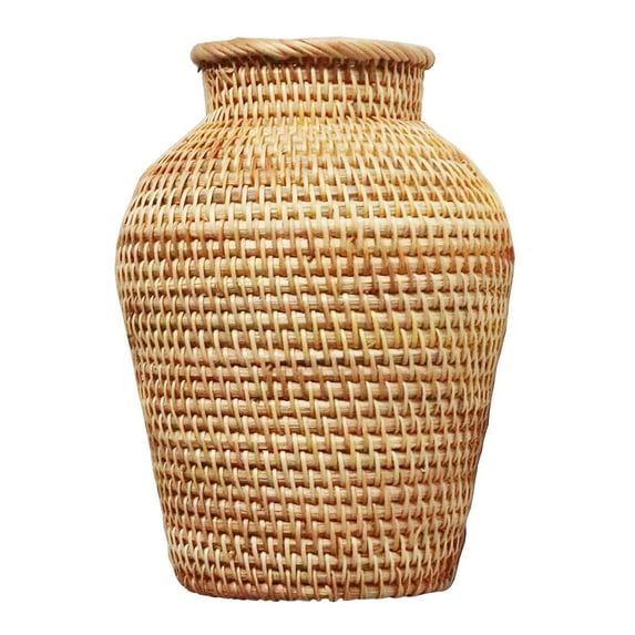 Viveous Rattan Woven Flower Vase Woven Seagrass Vase Tabletop Decoration Plants Flower Pot Table Centerpieces Vase for Farmhouse Home Decor