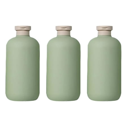 Viveous Refillable Bottles Containers: 3pcs 500ML Green Shampoo Bottle Toiletry Bottles with Press Disc Cap for Lotions Travel