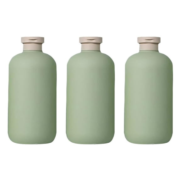Viveous Refillable Bottles Containers: 3pcs 500ML Green Shampoo Bottle Toiletry Bottles with Press Disc Cap for Lotions Travel