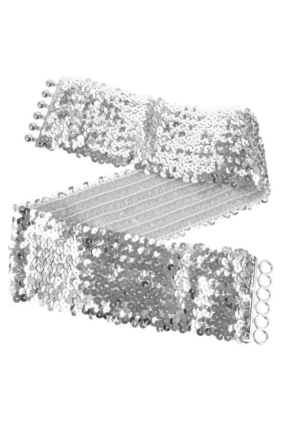 Sequin Belt Glitter Waist Belt Wide Dress Belt Elastic Stretchy Women Waist Belt Waistband
