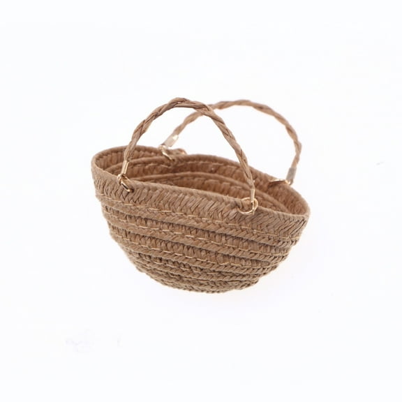Viveous Tiny Handwoven Basket For Dolls For Miniatures Dollhouse Shopping Storage Miniature Boho Style Bags For Doll Accessories