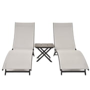 Vivere Aluminum Coral Springs 3 Piece Set Made with Premium Phifertex Outdoor Fabric 265 lb Capacity River Pebble
