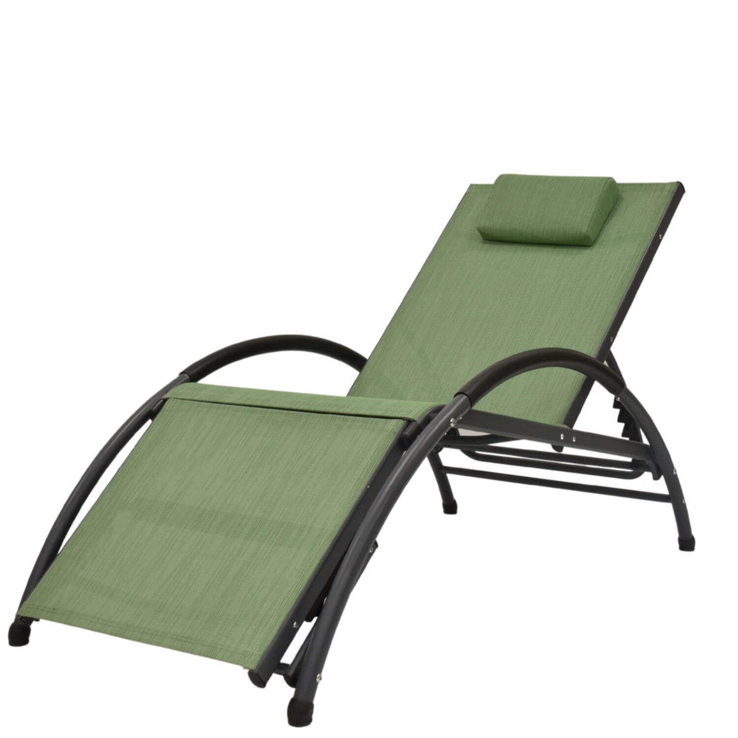 Olive Grove Aluminum Chaise Lounger with Cushions and Arms