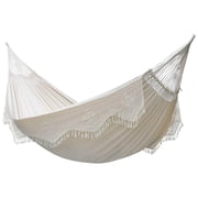Vivere Authentic Brazilian Double Cotton Hammock, Outdoor Hanging Daybed, Antique