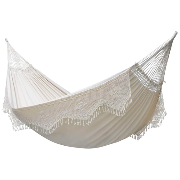 Vivere Authentic Brazilian Double Cotton Hammock, Outdoor Hanging Daybed, Antique