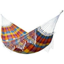 Vivere Authentic Brazilian Double Cotton Hammock, Outdoor Hanging Daybed, Carnival