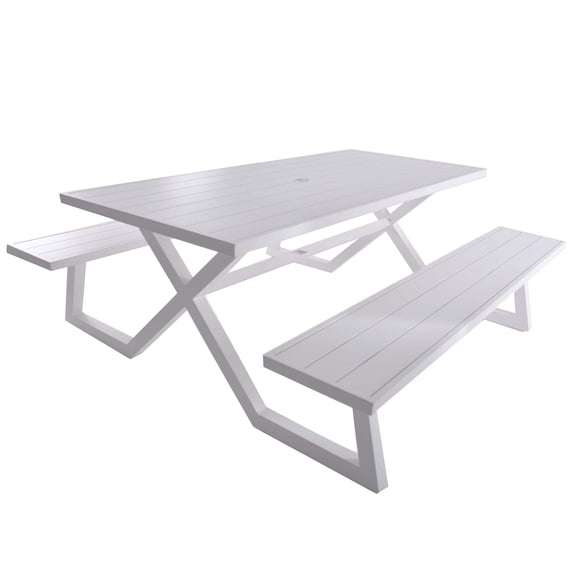 Vivere Banquet Deluxe 8-seat Picnic Table - White