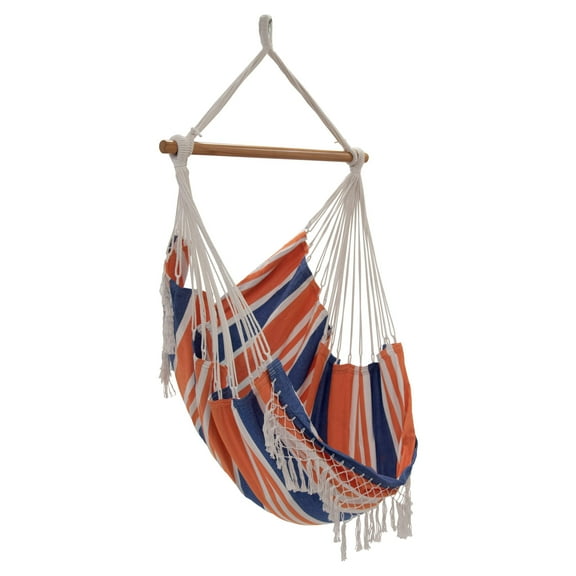 Vivere Brazilian Hanging Cotton Hammock Chair - Orange Punch
