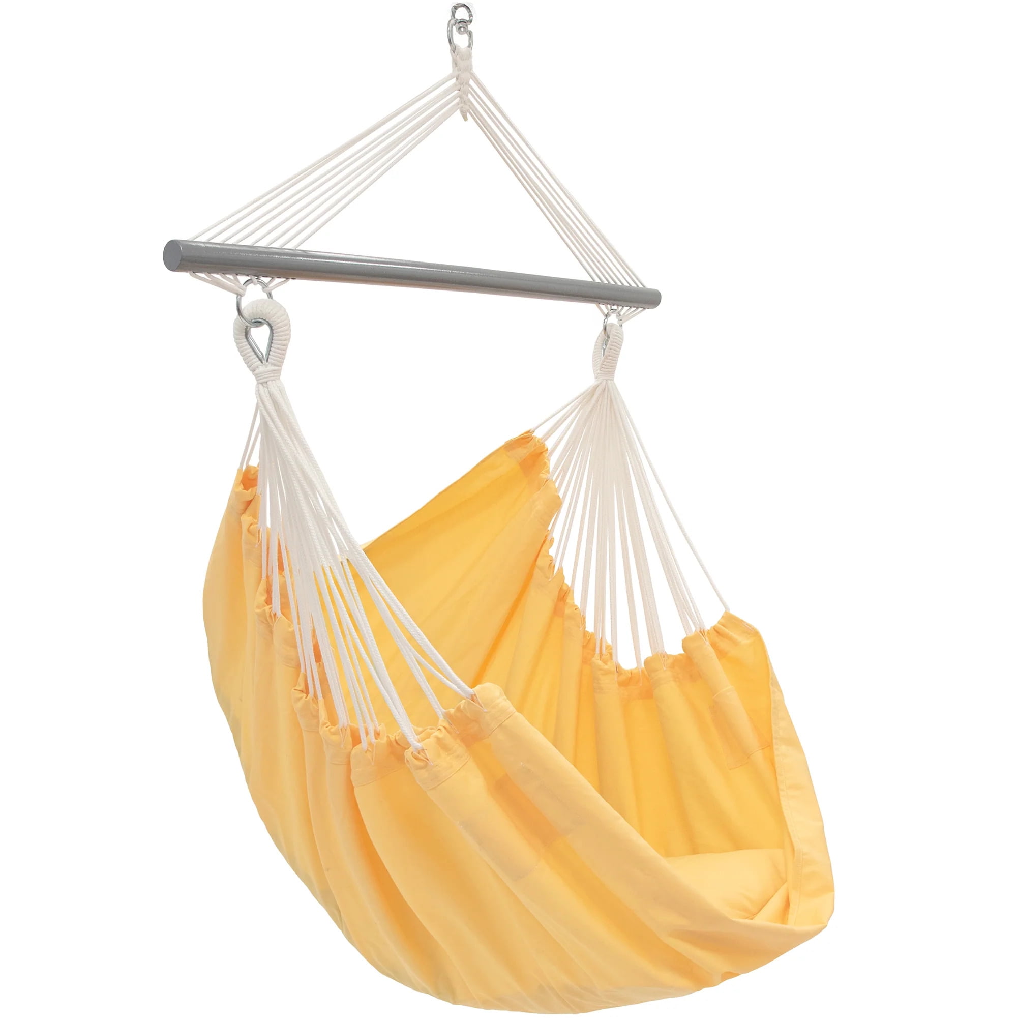 Vivere Yellow Double Polyester Hammock with White Ropes