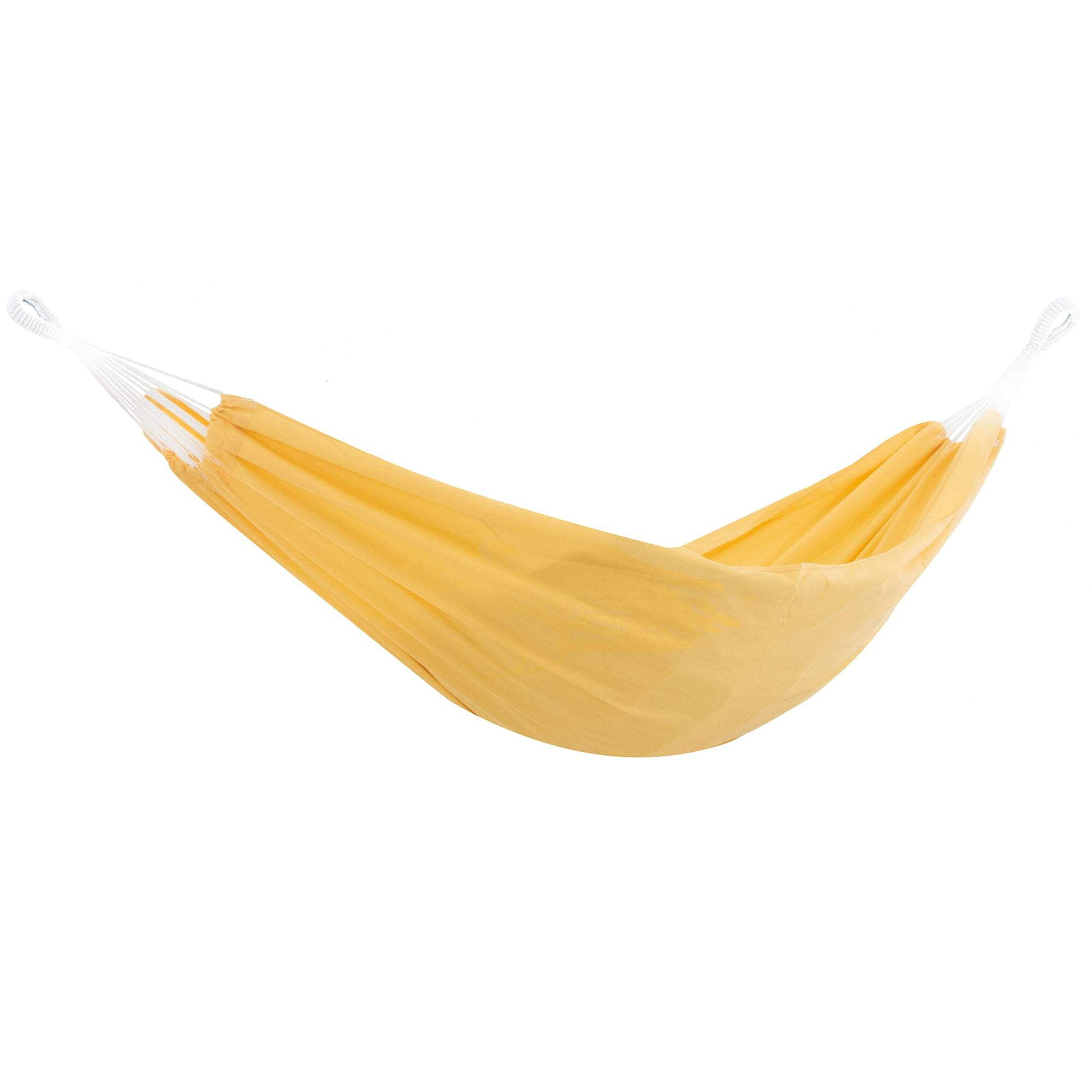 Vivere Yellow Double Polyester Hammock with White Ropes