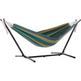 thumbnail image 1 of Vivere Brazilian Style Sunbrella Outdoor Double Hammock with Steel Stand, Lagoon, 1 of 3