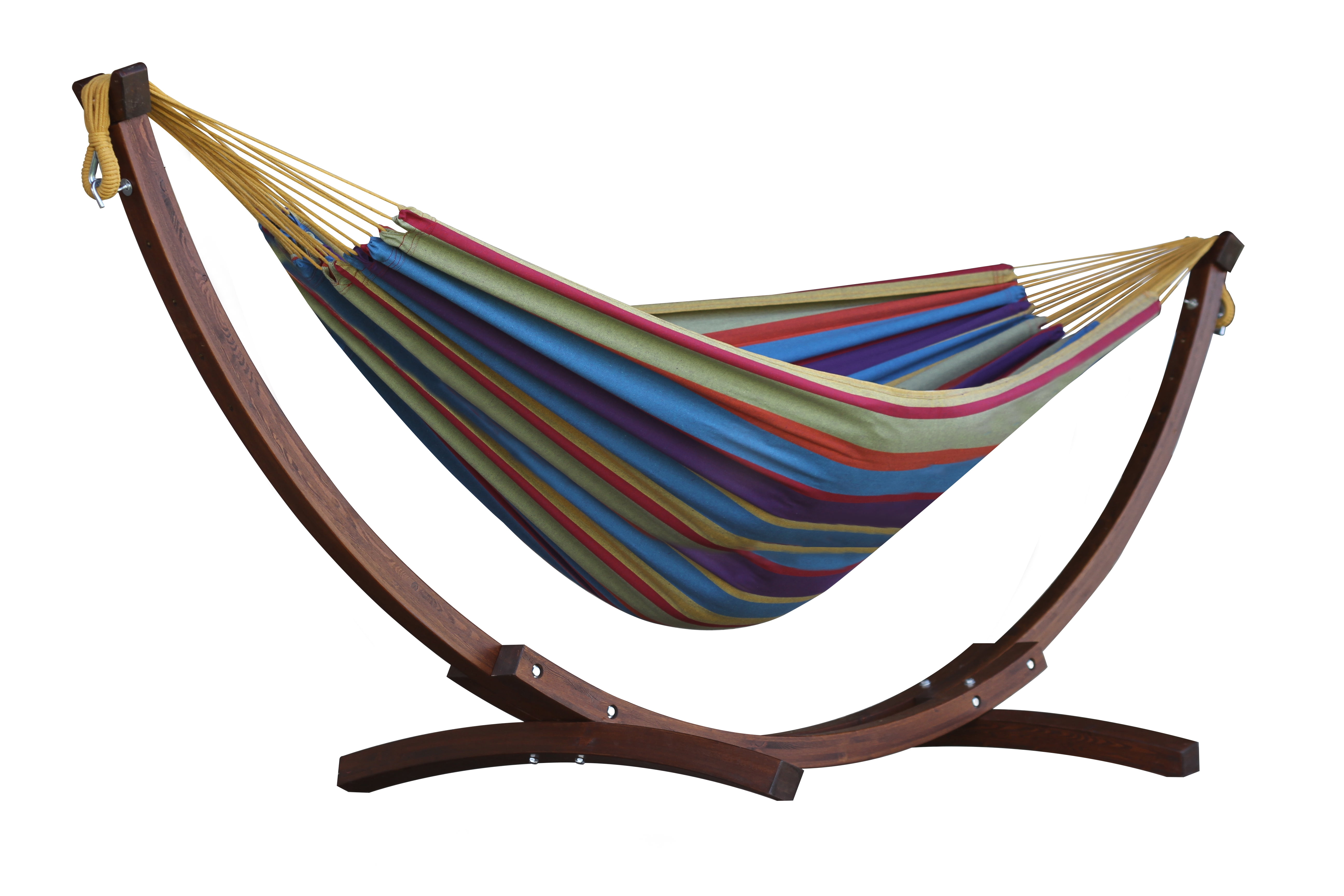 Free Shipping! Double Cotton Hammock with Solid Pine Arc Free Shipping! Double Cotton Hammock with Solid Pine Arc