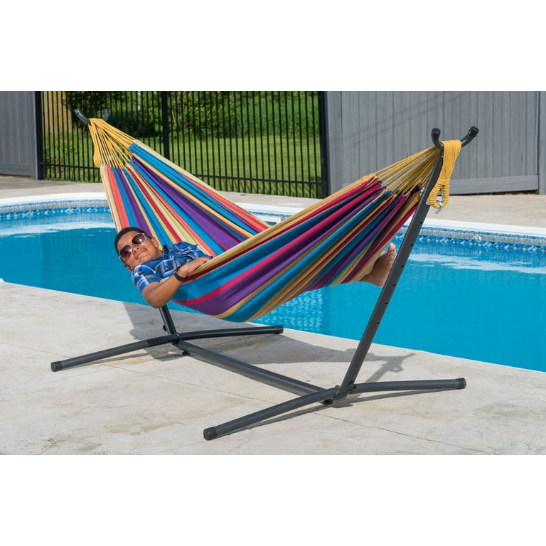 Vivere Portable Double Hammock with Steel Stand for Travel
