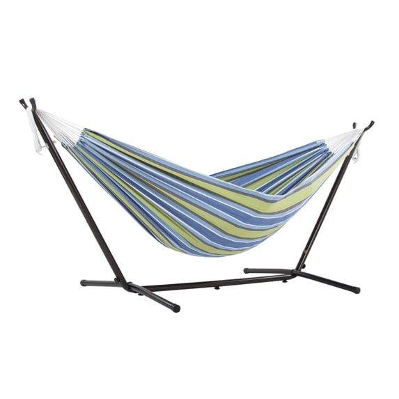 Vivere Double Cotton Hammock, Comfortable Daybed with Steel Stand, 9 Foot, Oasis