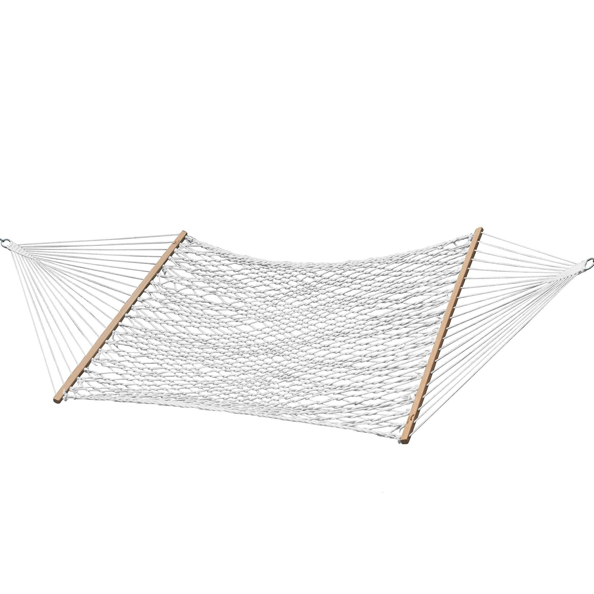 White Polyester Rope Double Hammock with Spreader Bars