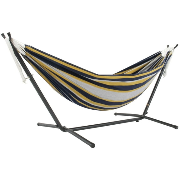 Vivere Double Cotton Hammock, Comfortable Daybed with Steel Stand, 9 Foot, Serenity