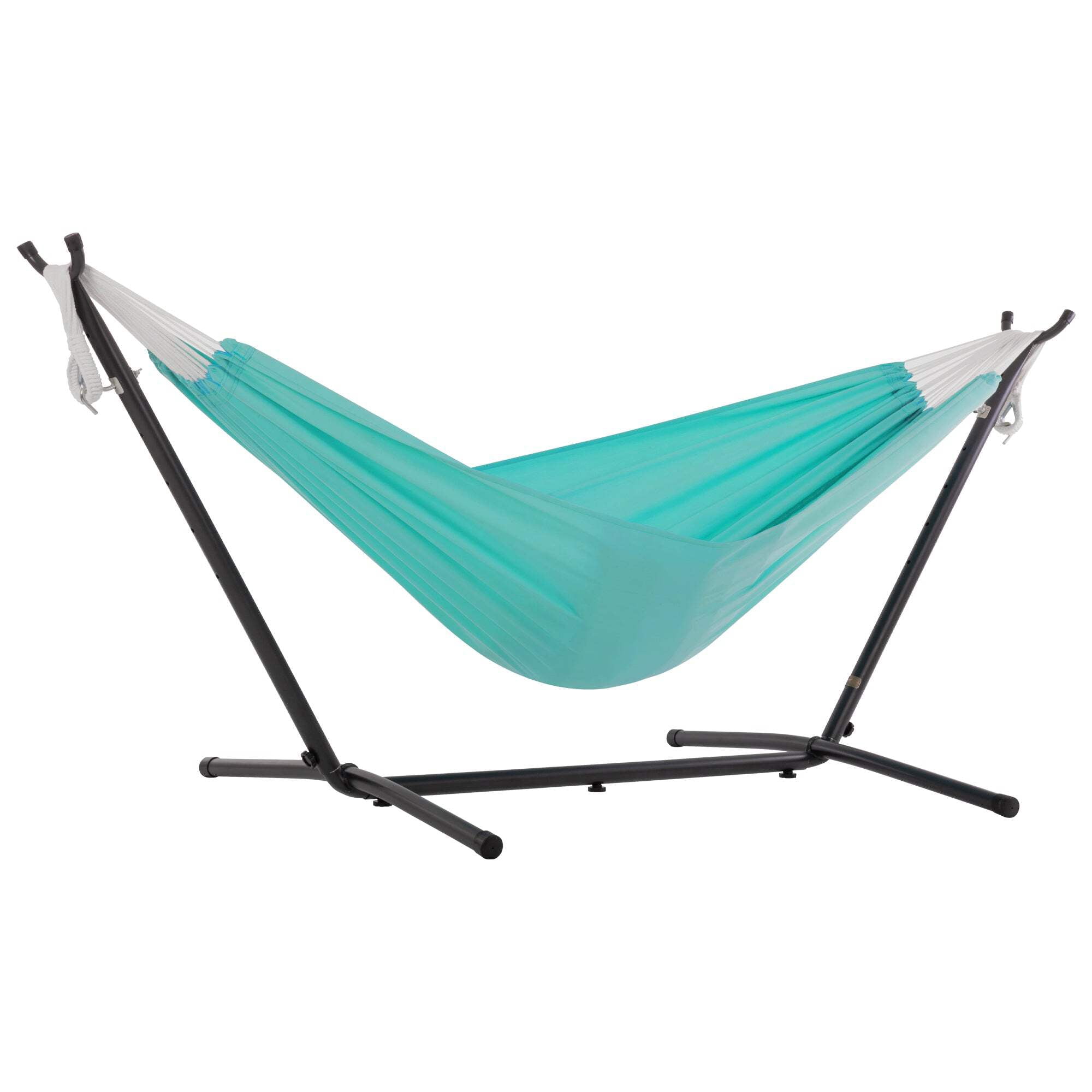 Vivere Double Sunbrella Hammock with Steel Stand and Carry Bag, 9 Foot, Aruba