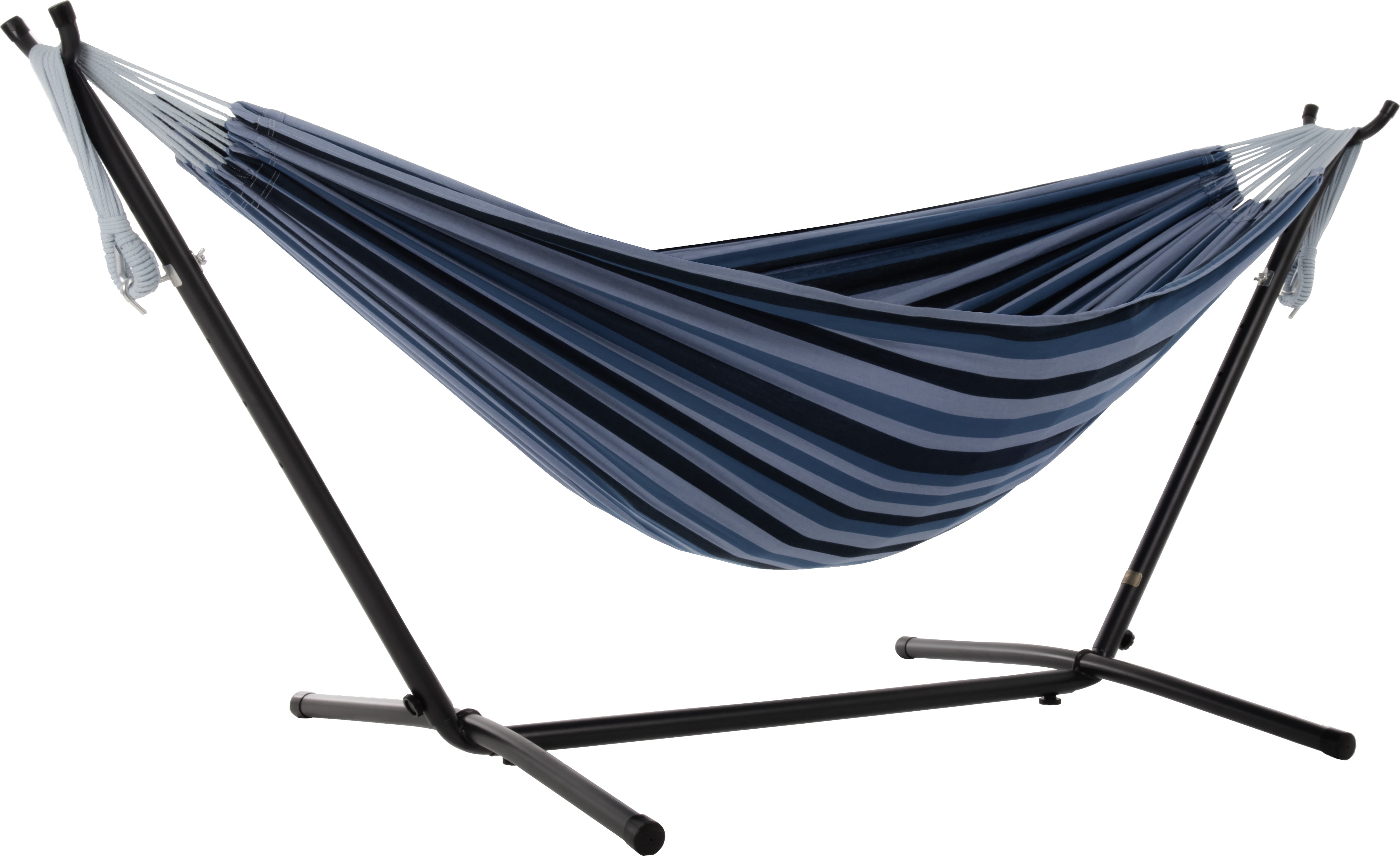 Vivere Double Cotton Hammock, Comfortable Daybed with Steel Stand, 9 Foot, Blue Lagoon