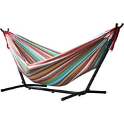 Vivere Double Cotton Hammock, Comfortable Daybed with Steel Stand, 9 Foot, Salsa