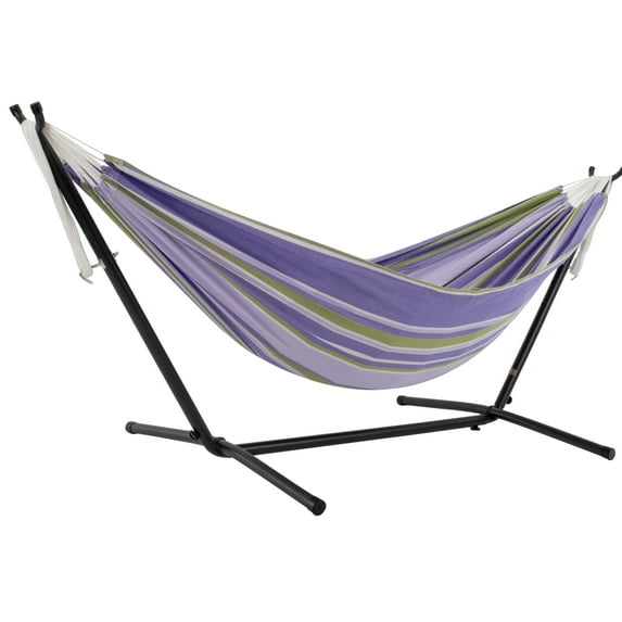 Vivere Double Cotton Hammock, Comfortable Daybed with Steel Stand, 9 Foot, Tranquility