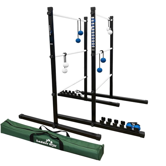 Vivere Ladder Golf Extreme Metal Tournament Edition Ladder Ball Toss Game Set, Blue/White