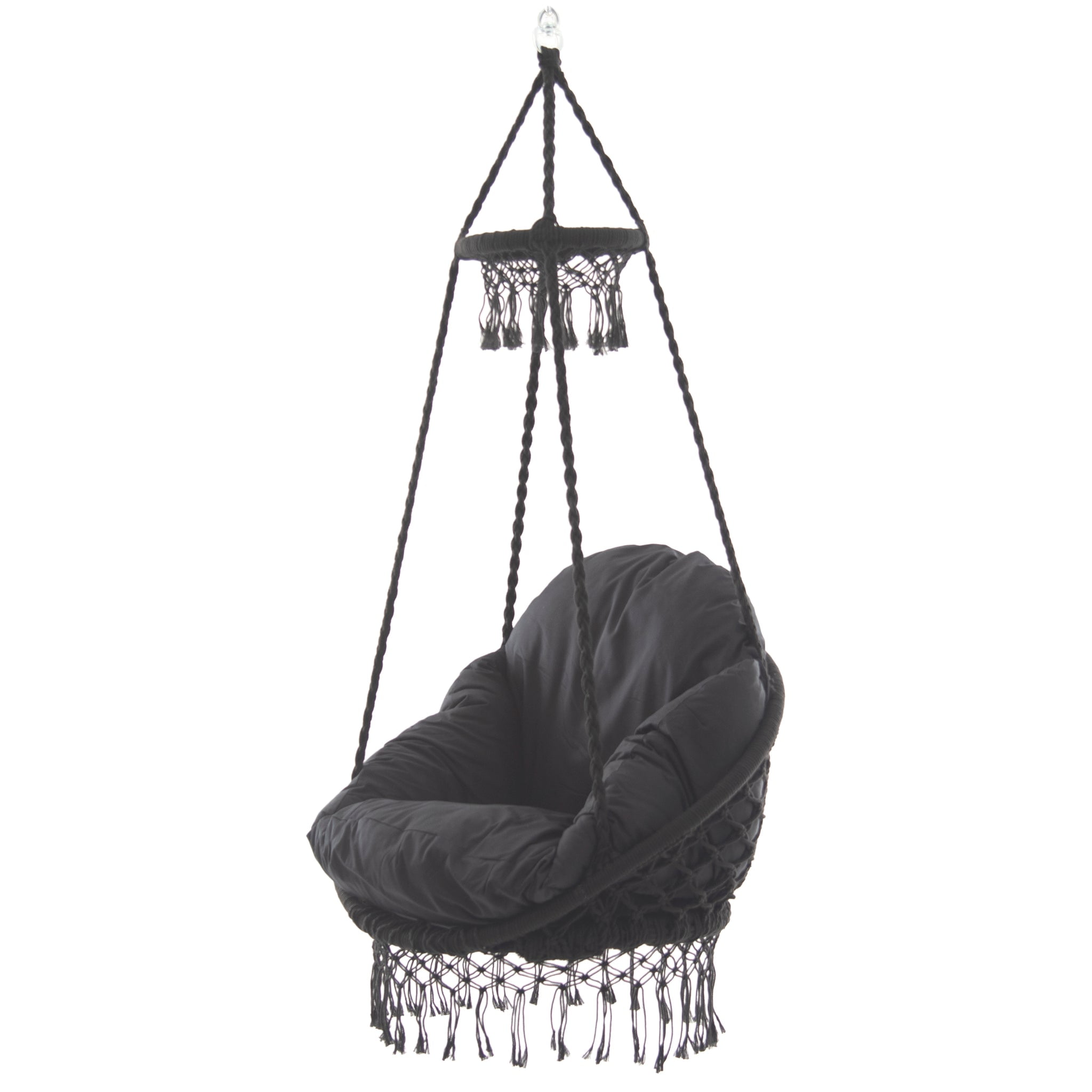Vivere Macrame Polyester Hanging Chair with Cushion Eclipse