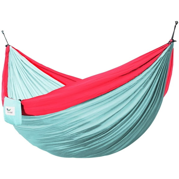Vivere Nylon Double Parachute Camping Hammock - Celeste/Rose