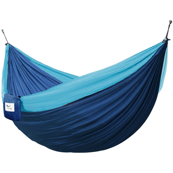 Vivere Nylon Double Parachute Camping Hammock - Navy/Turquoise