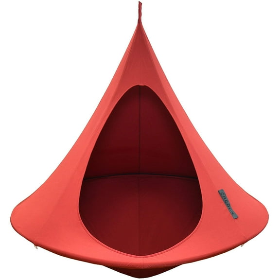 Vivere Double Cacoon Hanging Chair Indoor/Outdoor Polyester Canvas Hammock, Chili Red